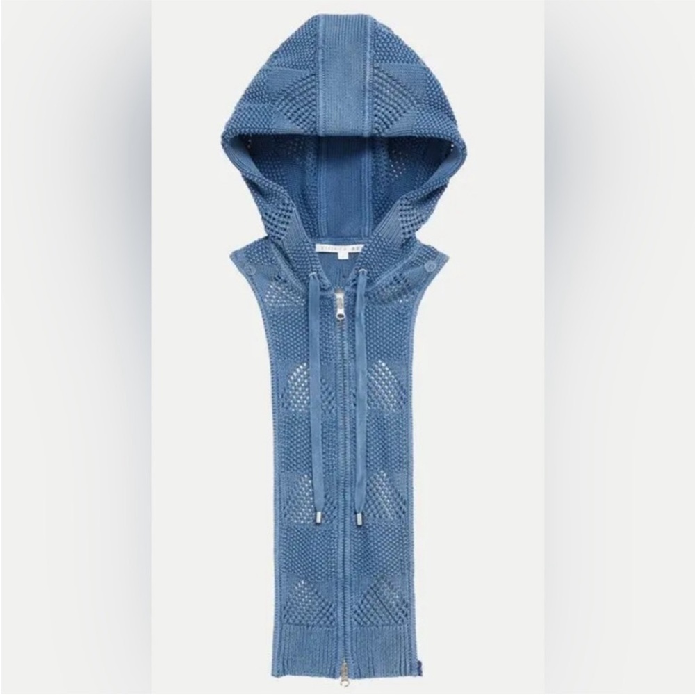 NWOT $258 Veronica Beard Brey blue cotton knit hoodie Dickey jacket insert